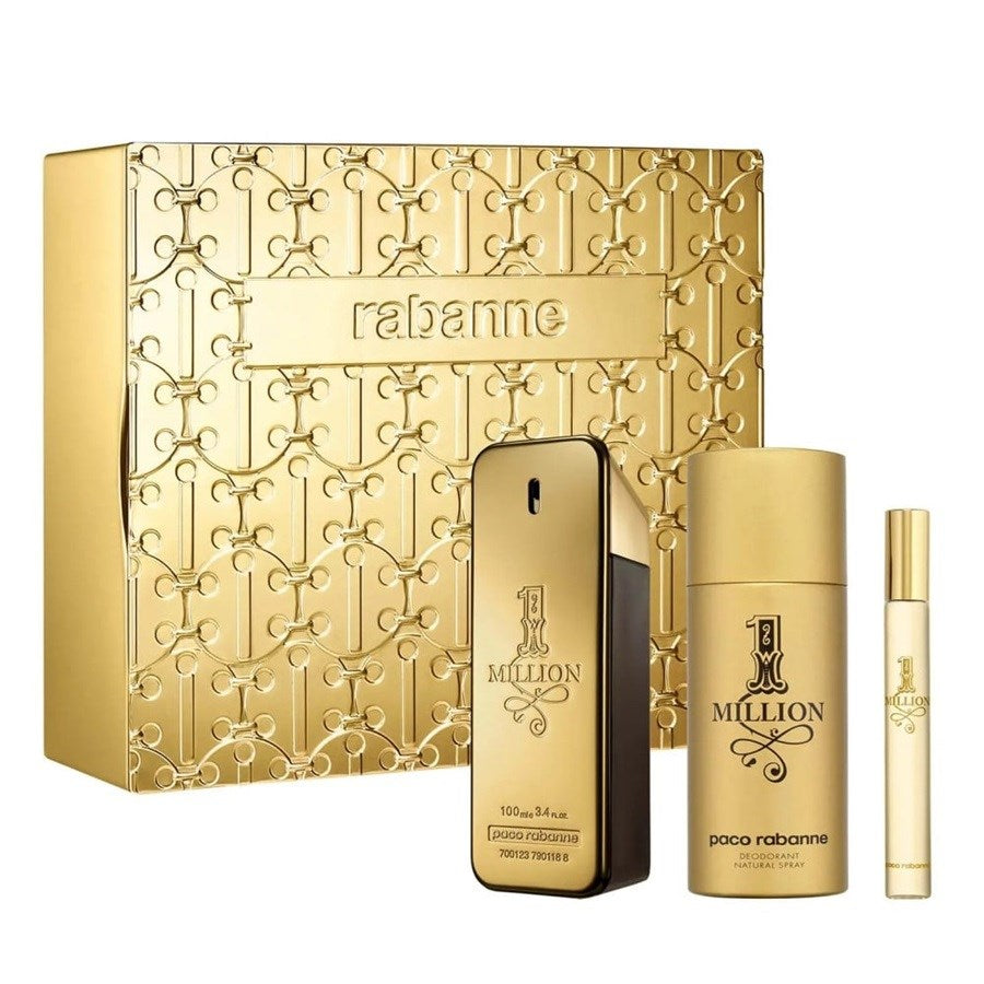 Paco Rabanne 1 Million Gift Set For Men, EDT 100ml + Travel Spray 10ml + Deo 150ml