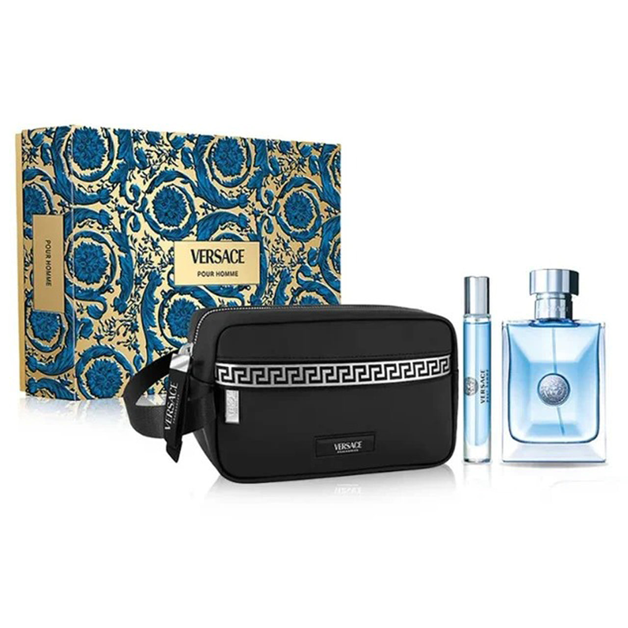 Versace Pour Homme Gift Set For Men, EDT 100ml + EDT 10ml TS + Black Trousse